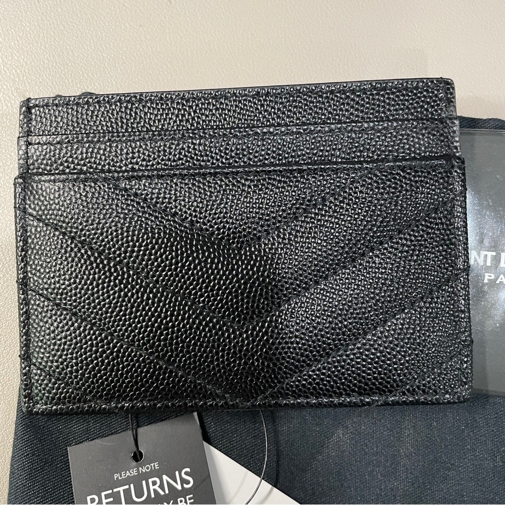 Saint Laurent Black Card Holder with Gold Logo - Picture 3 of 8